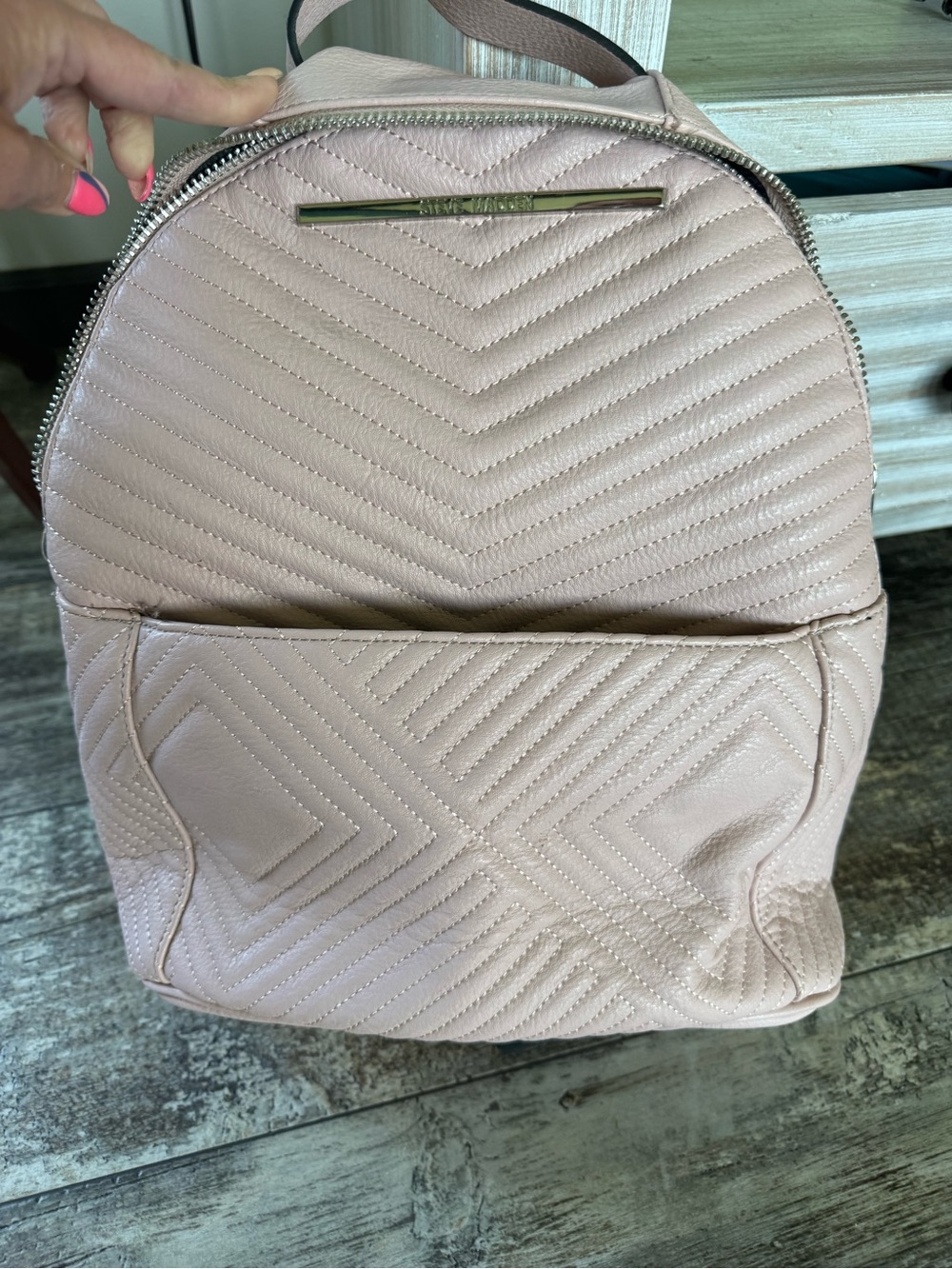 Steve Madden pink quilted faux leather backpack